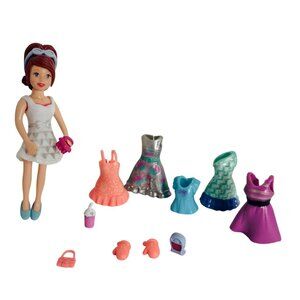 Polly Pocket Mini Doll 15-pc Playset Outfit Shoes Bag Sunglasses Iphone P16